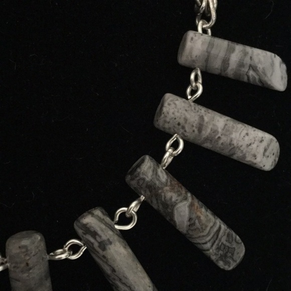 $49 SALE Handmade Snowflake Obsidian Statement Necklace Textured Chain Boho - Picture 3 of 6